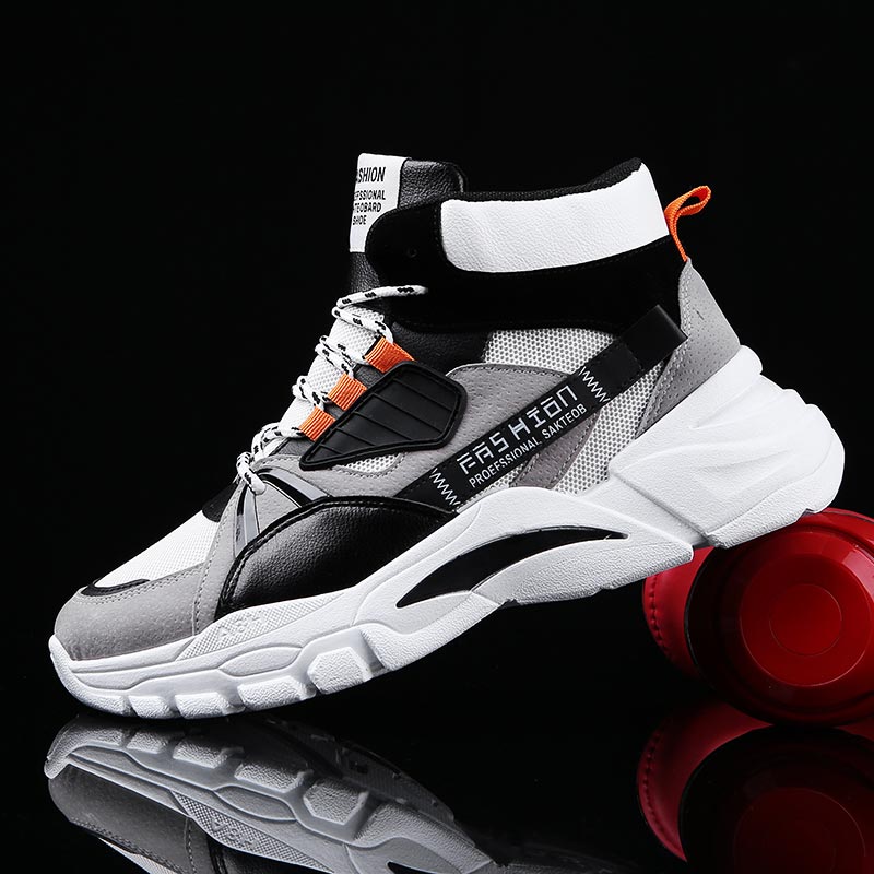 Japanese Lifestyle Health - Hightopฤดูร้อนผู้ชายกีฬารองเท้าMan Runningรองเท้าผู้ชายกีฬารองเท้าผู้ชายTop Topรองเท้าผ้าใบบุรุษรองเท้าเทนนิสเดินสีเทาD-421