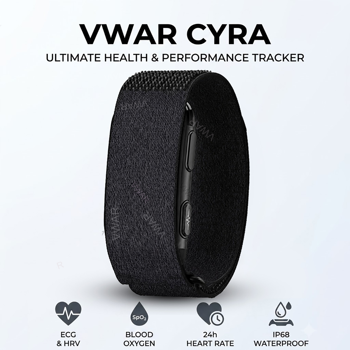 Japanese Lifestyle Health - VWAR CYRA สายรัดข้อมืออัจฉริยะไร้หน้าจอสำหรับติดตามสุขภาพ ECG+HRV วัดอัตราการเต้นของหัวใจ กันน้ำ